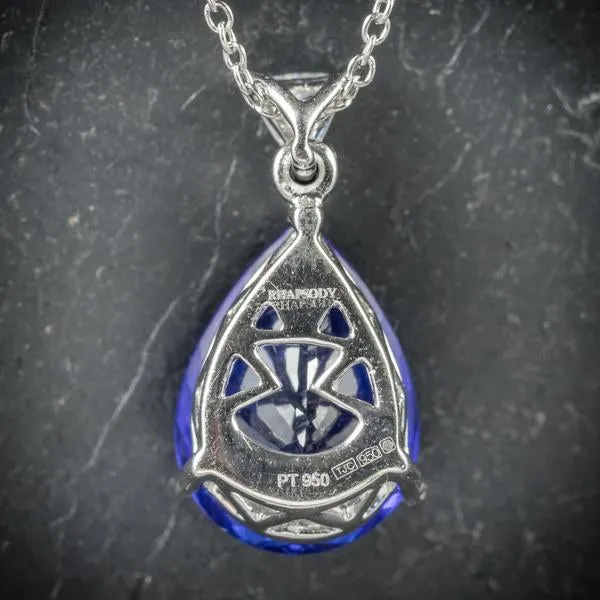 Tanzanite Diamond Platinum Pendant Chain 4.50Ct Rare Aaa Grade Tanzanite