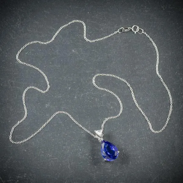 Tanzanite Diamond Platinum Pendant Chain 4.50Ct Rare Aaa Grade Tanzanite