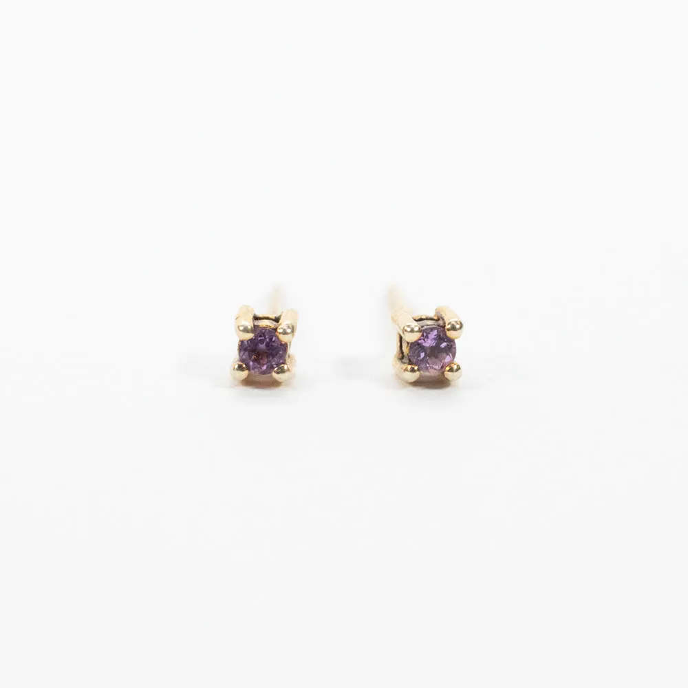 Tiny Gold Vermeil Faceted Stone Studs