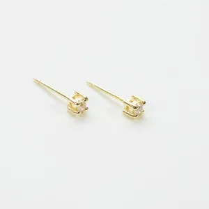 Tiny Gold Vermeil Faceted Stone Studs