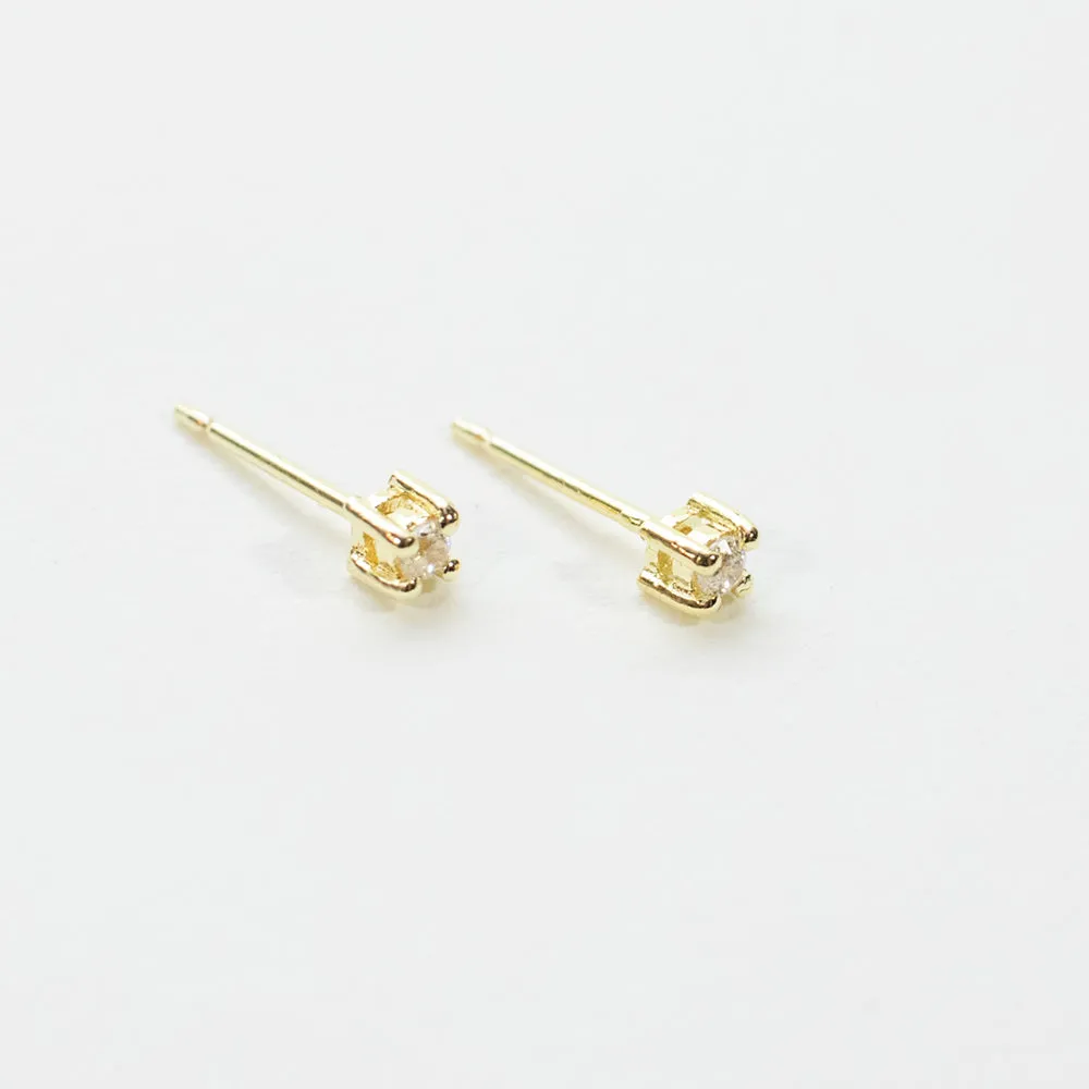 Tiny Gold Vermeil Faceted Stone Studs