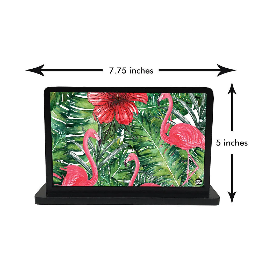 Tissue Holder Paper Napkin Stand - Hibiscus Flower With Flamingos