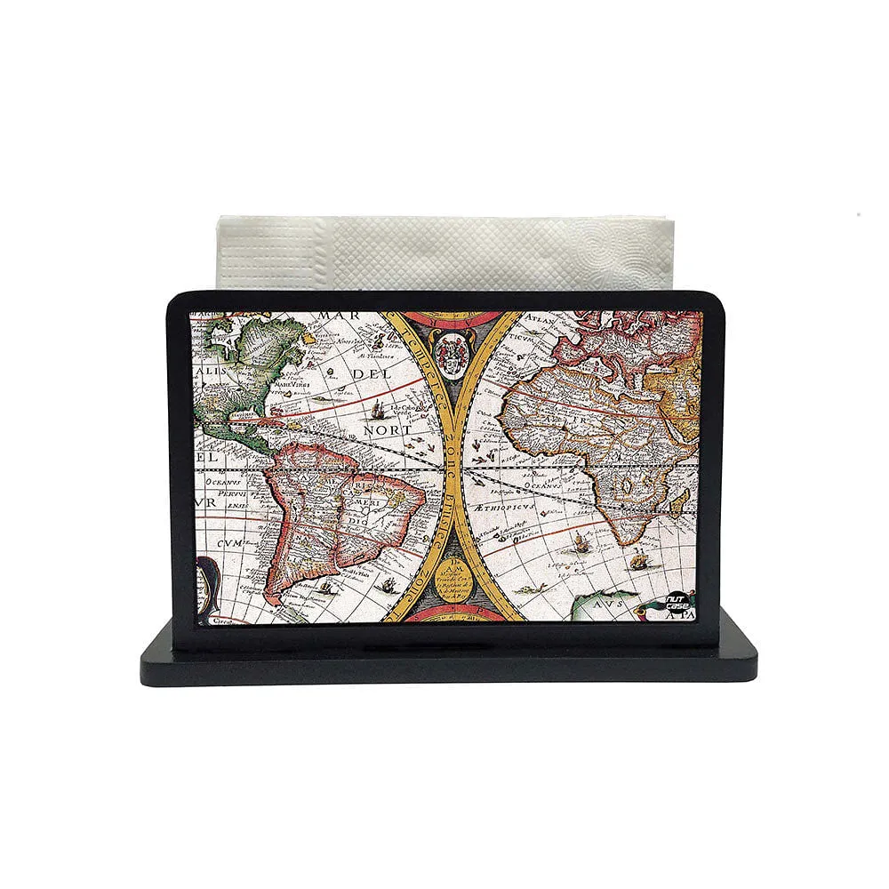 Tissue Holder Paper Napkin Stand - Vintage Map