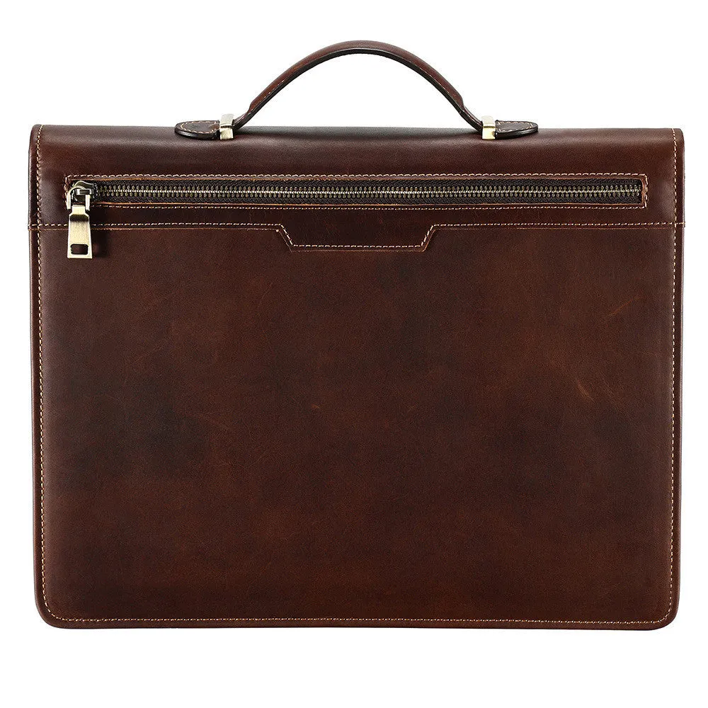 Versatile Vintage Crazy Horse Leather 13.3" Laptop Briefcase