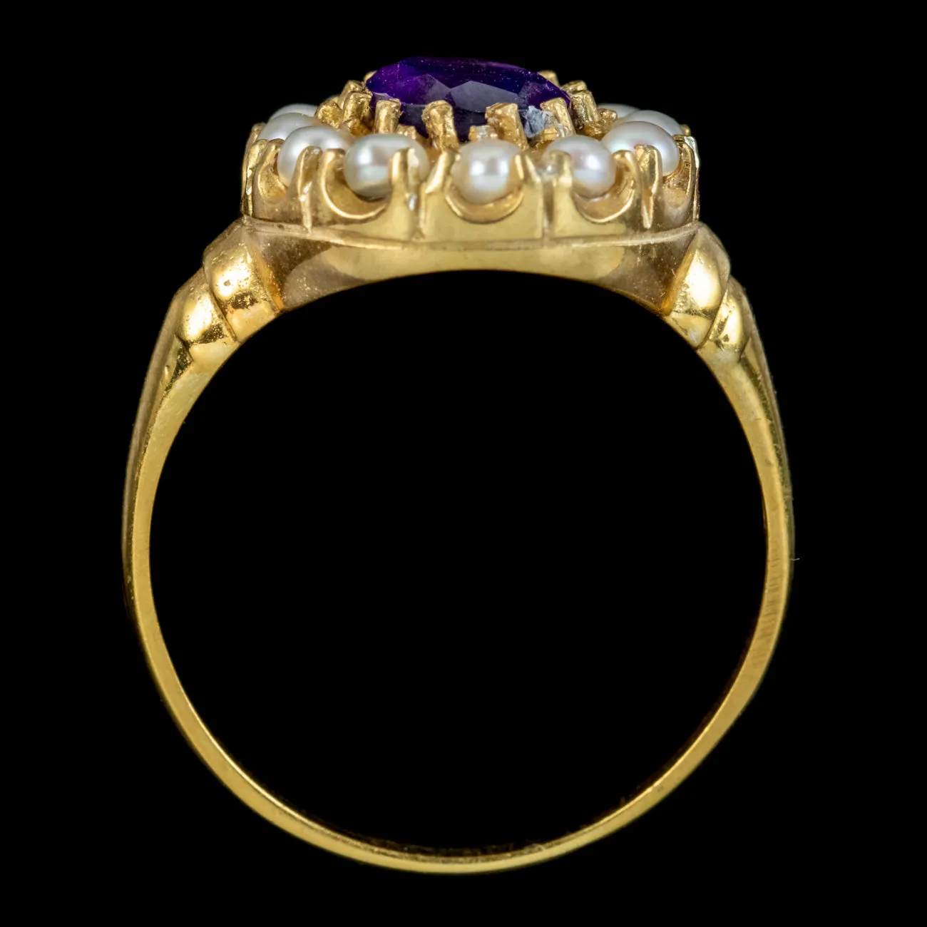 Victorian Style Amethyst Pearl Cluster Ring 1.60ct Amethyst