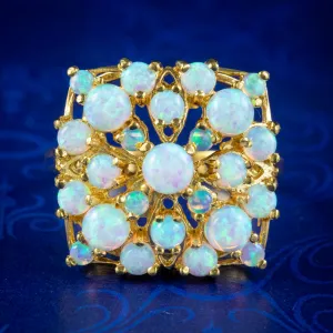 Victorian Style Opal Cluster Ring 18ct Gold On Silver