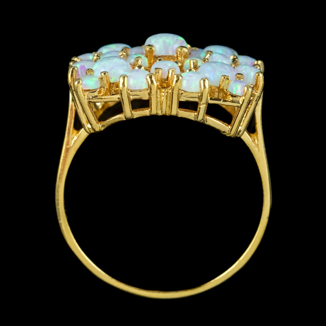 Victorian Style Opal Cluster Ring 18ct Gold On Silver