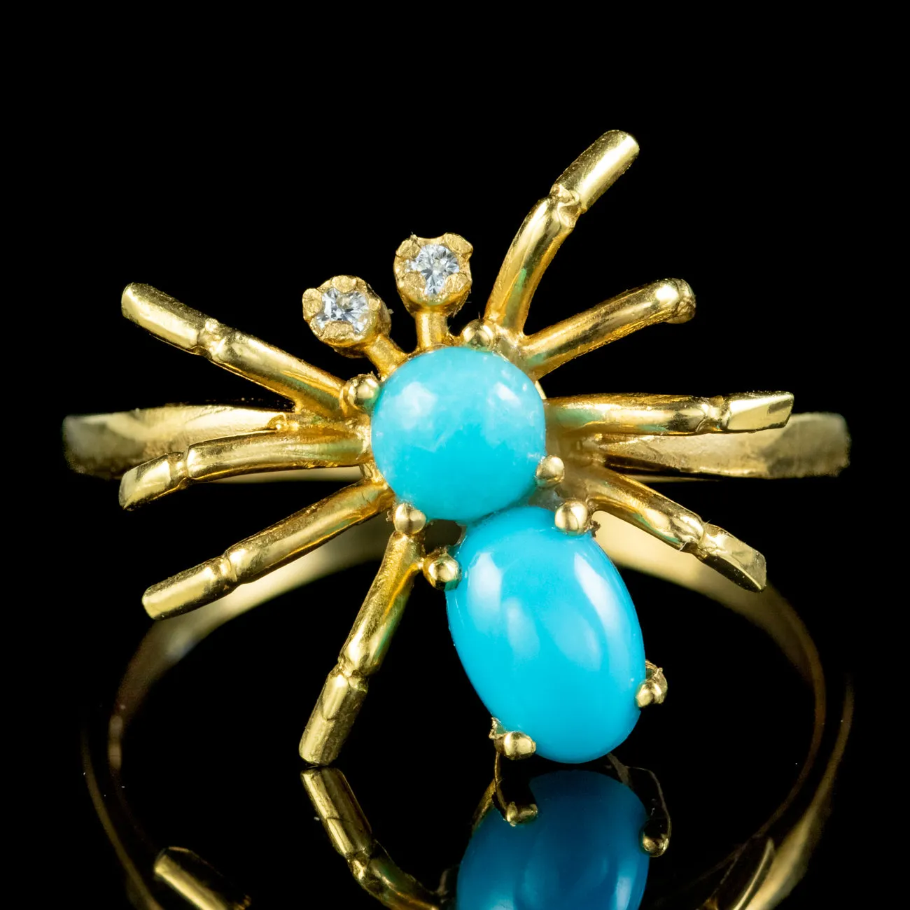 Victorian Style Turquoise Cz Spider Ring