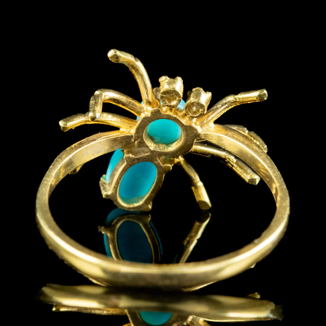 Victorian Style Turquoise Cz Spider Ring