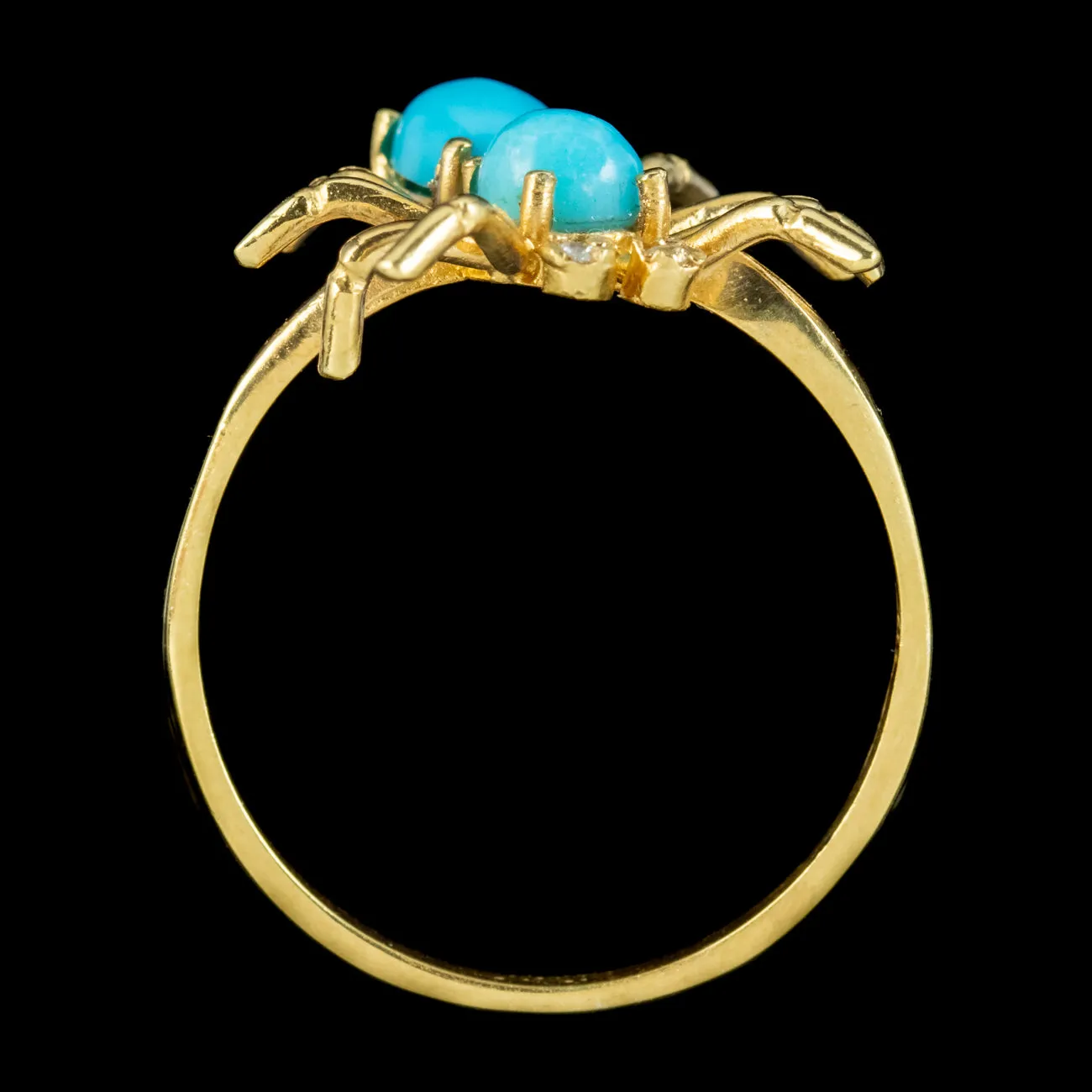 Victorian Style Turquoise Cz Spider Ring