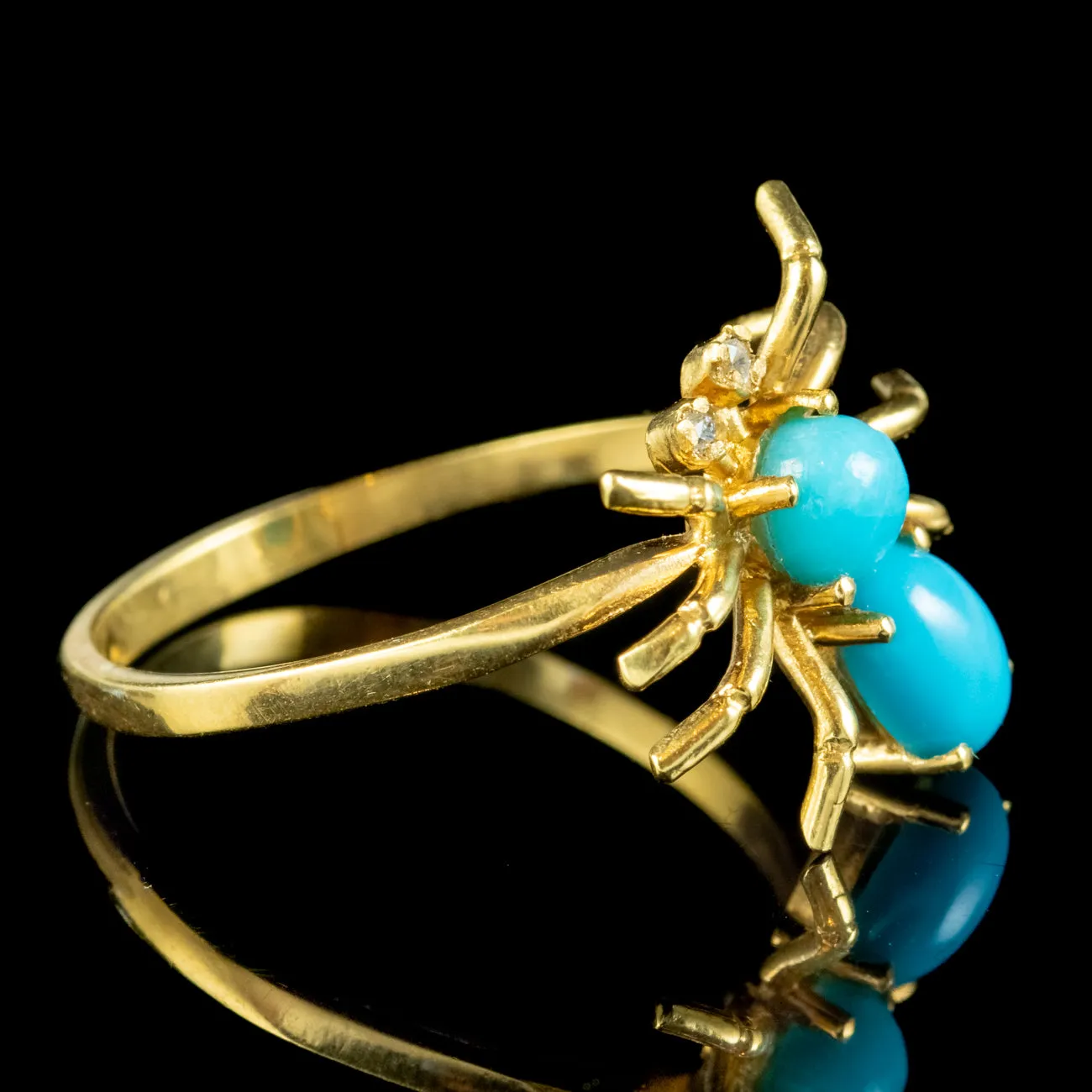 Victorian Style Turquoise Cz Spider Ring