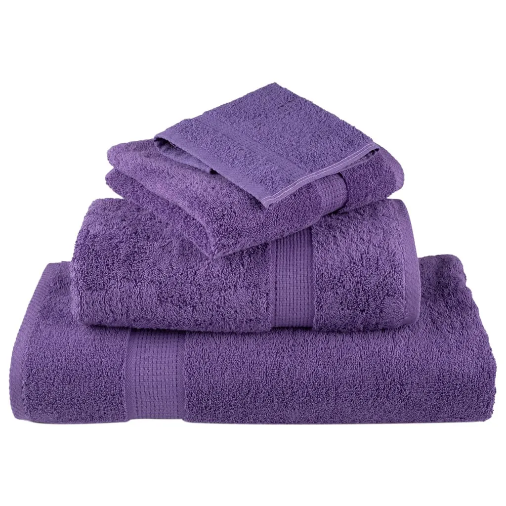 vidaXL 6 Piece Premium Towel Set SOLUND Purple 600 gsm - Soft & Absorbent 100% Cotton Towels