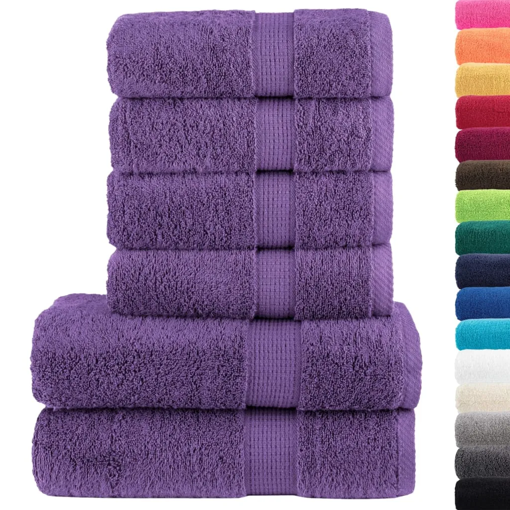 vidaXL 6 Piece Premium Towel Set SOLUND Purple 600 gsm - Soft & Absorbent 100% Cotton Towels