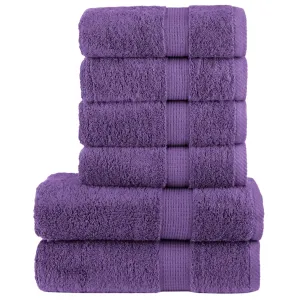 vidaXL 6 Piece Premium Towel Set SOLUND Purple 600 gsm - Soft & Absorbent 100% Cotton Towels