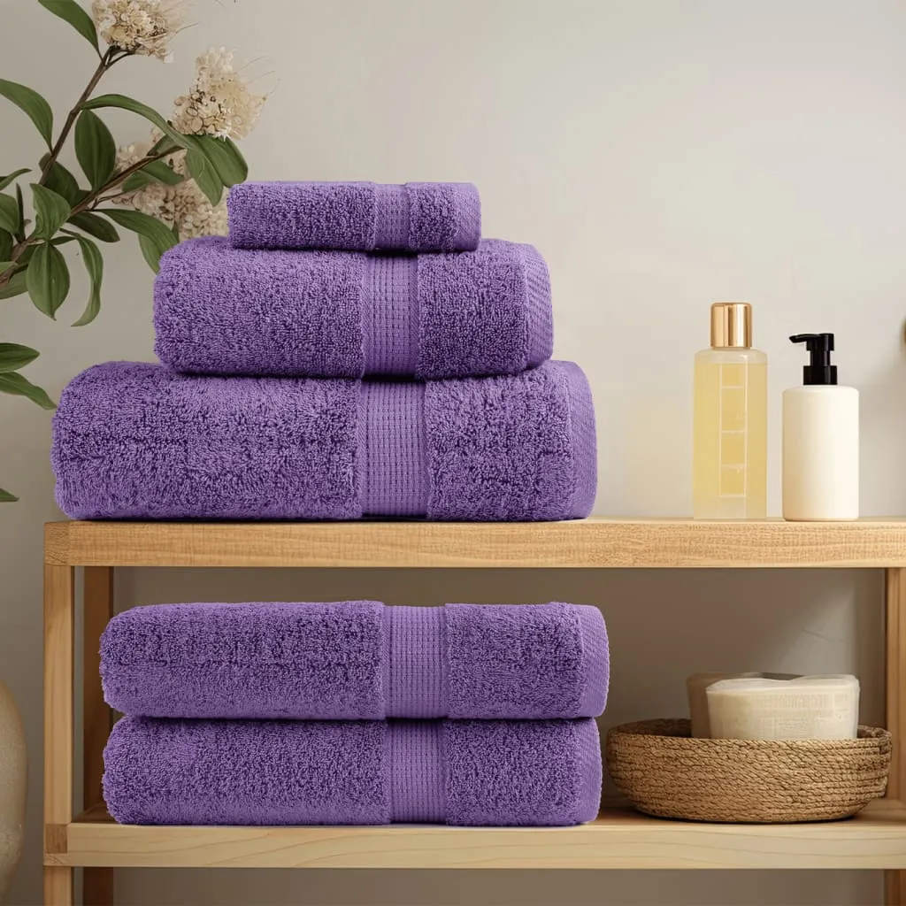 vidaXL 6 Piece Premium Towel Set SOLUND Purple 600 gsm - Soft & Absorbent 100% Cotton Towels