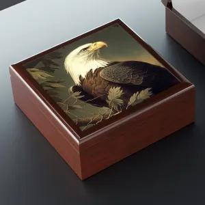 Vintage American Bald Eagle Wooden Keepsake Jewelry Box