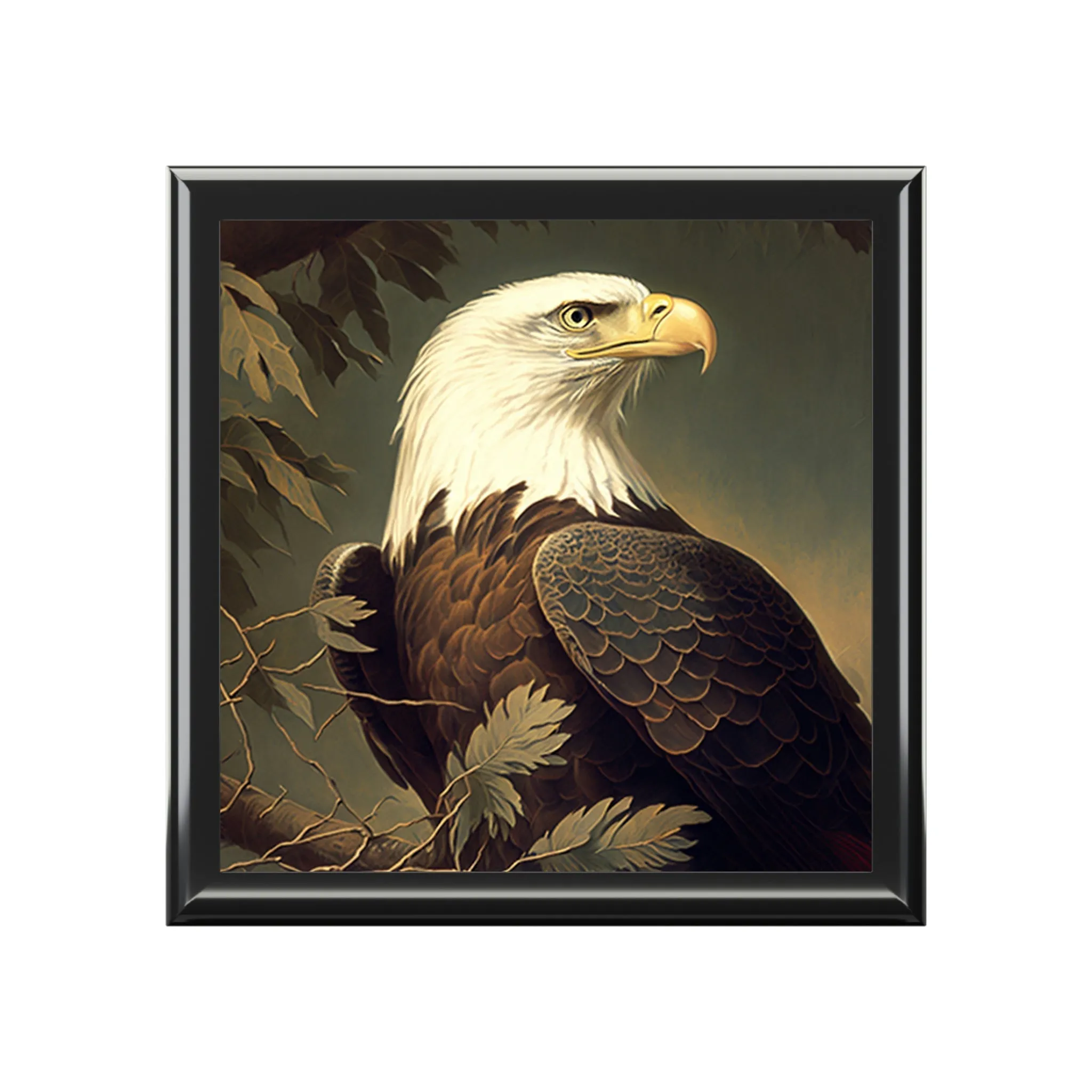 Vintage American Bald Eagle Wooden Keepsake Jewelry Box