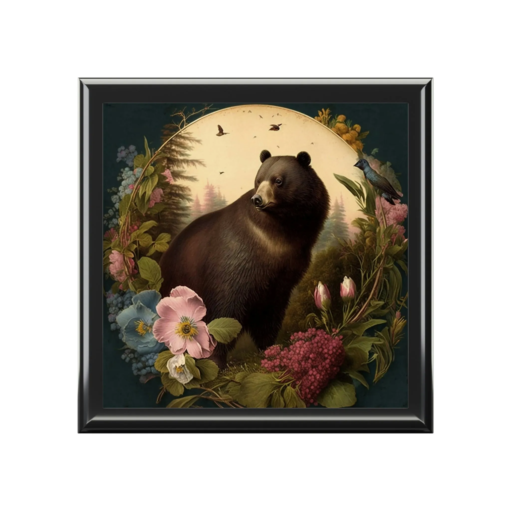 Vintage Bear Wooden Keepsake Jewelry Box