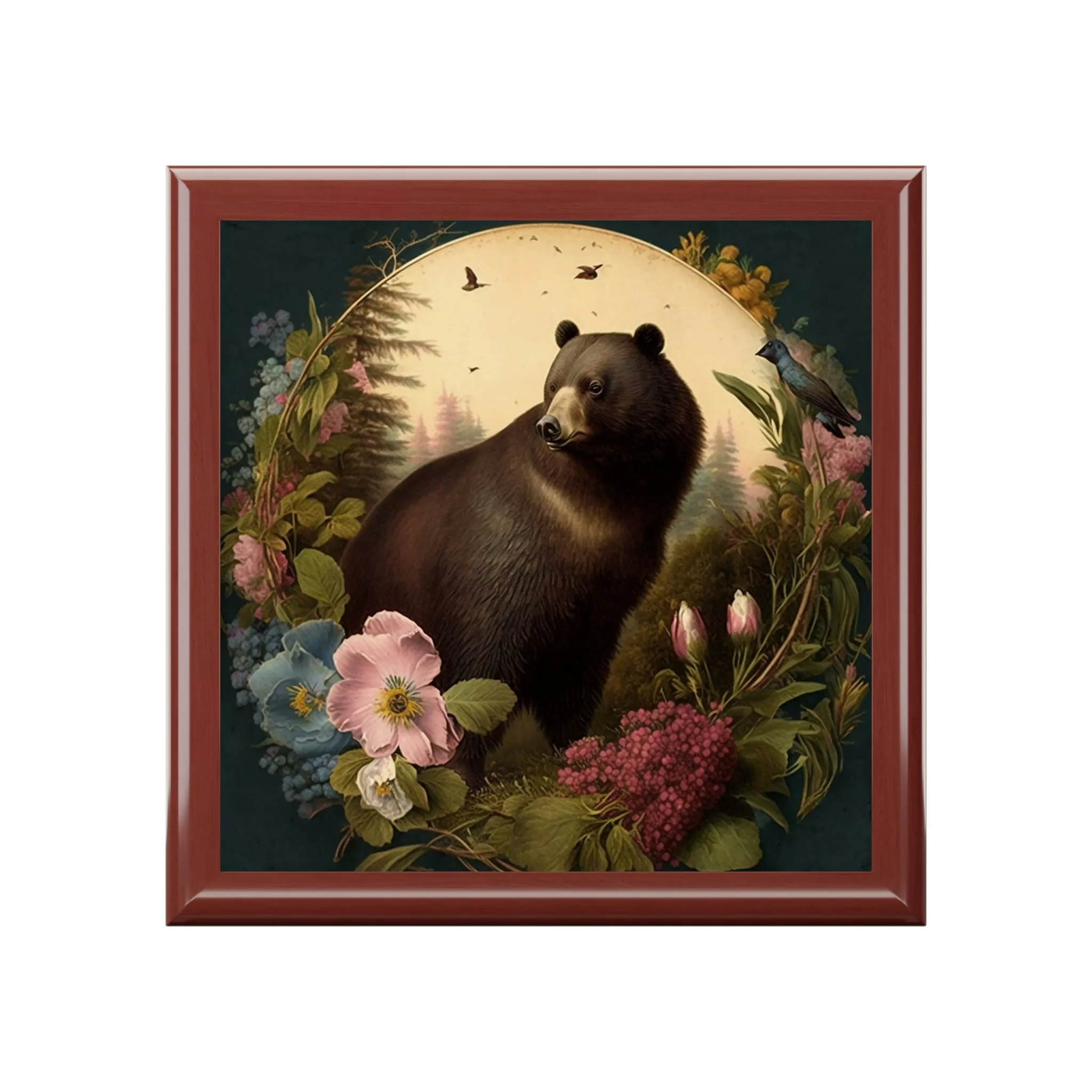 Vintage Bear Wooden Keepsake Jewelry Box