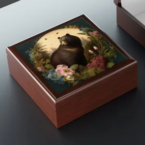 Vintage Bear Wooden Keepsake Jewelry Box