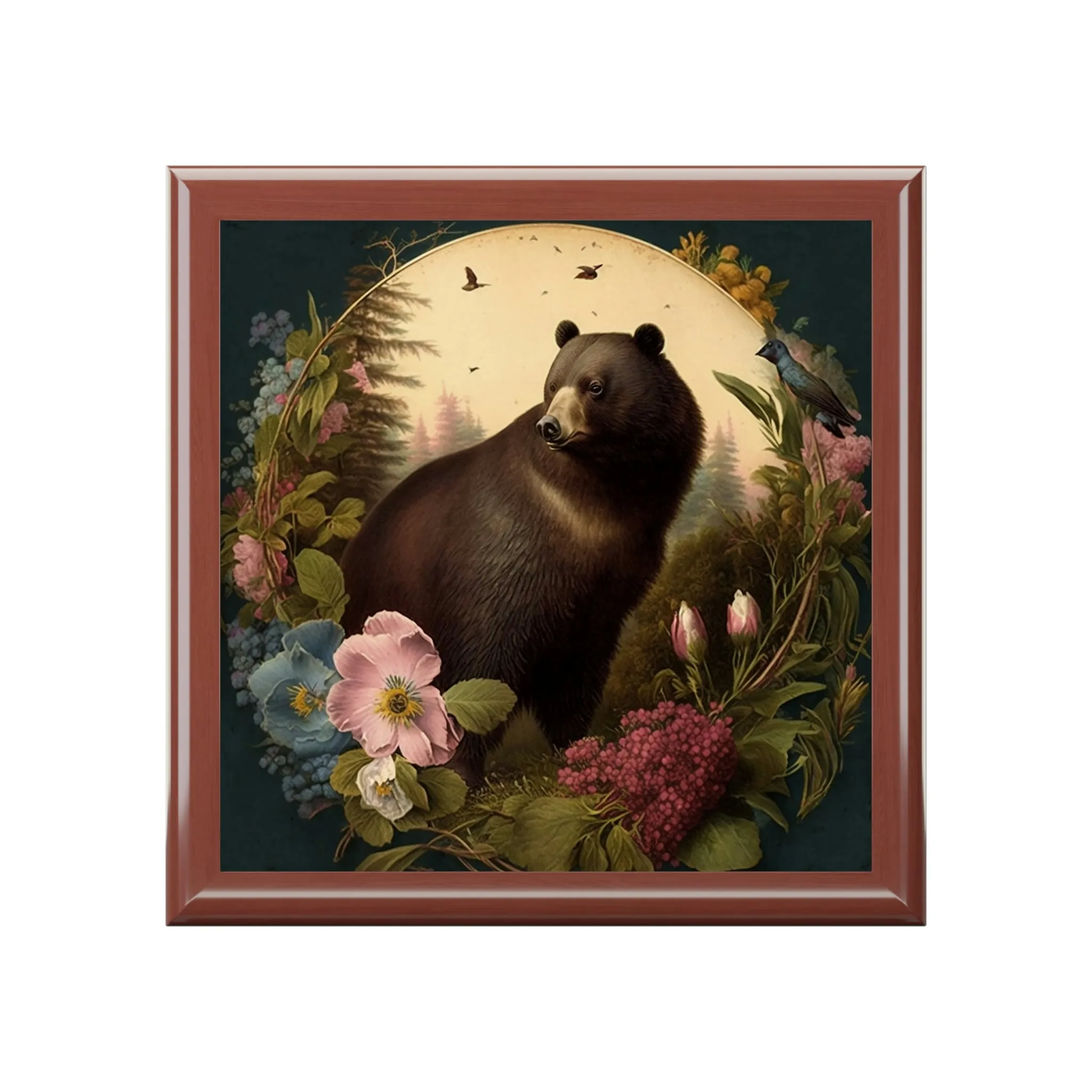 Vintage Bear Wooden Keepsake Jewelry Box