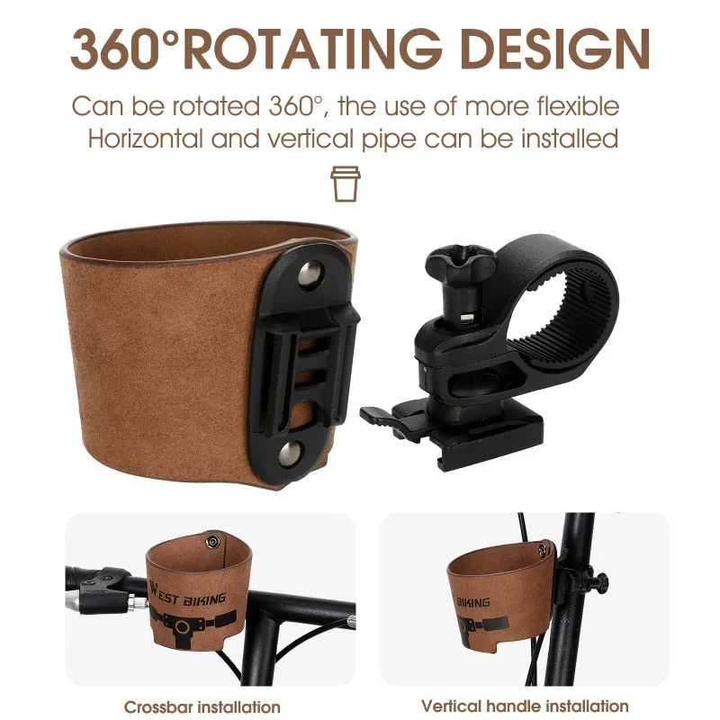 Vintage Cowhide Bicycle Bottle Holder Coffee Cup Holder Tea Cup Holder Bicycle Bracket Scooter Bottle Cage Holder