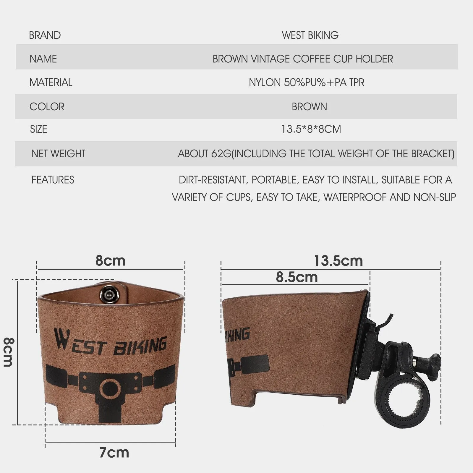 Vintage Cowhide Bicycle Bottle Holder Coffee Cup Holder Tea Cup Holder Bicycle Bracket Scooter Bottle Cage Holder