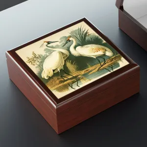 Vintage Cranes Wooden Keepsake Jewelry Box