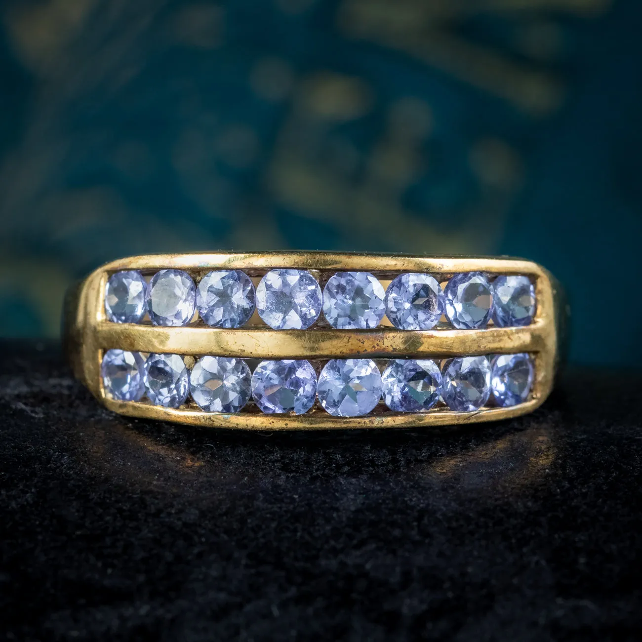 Vintage Double Row Iolite Ring 0.96ct Total