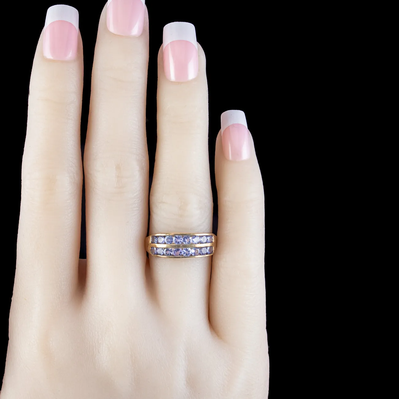 Vintage Double Row Iolite Ring 0.96ct Total