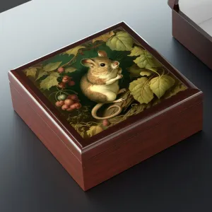Vintage Field Mouse Wooden Keepsake Jewelry Box
