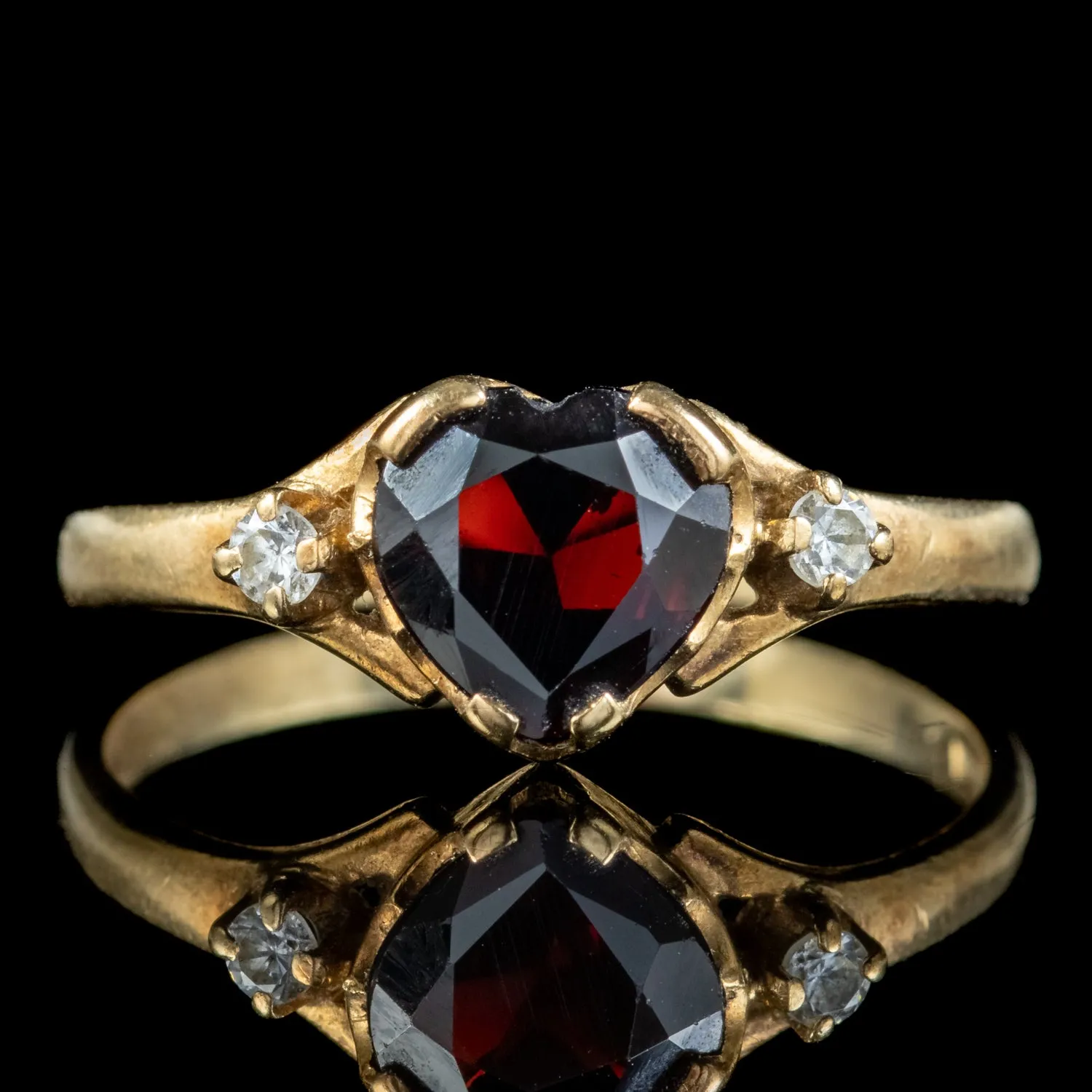 Vintage Garnet Heart Trilogy Ring Dated 1987
