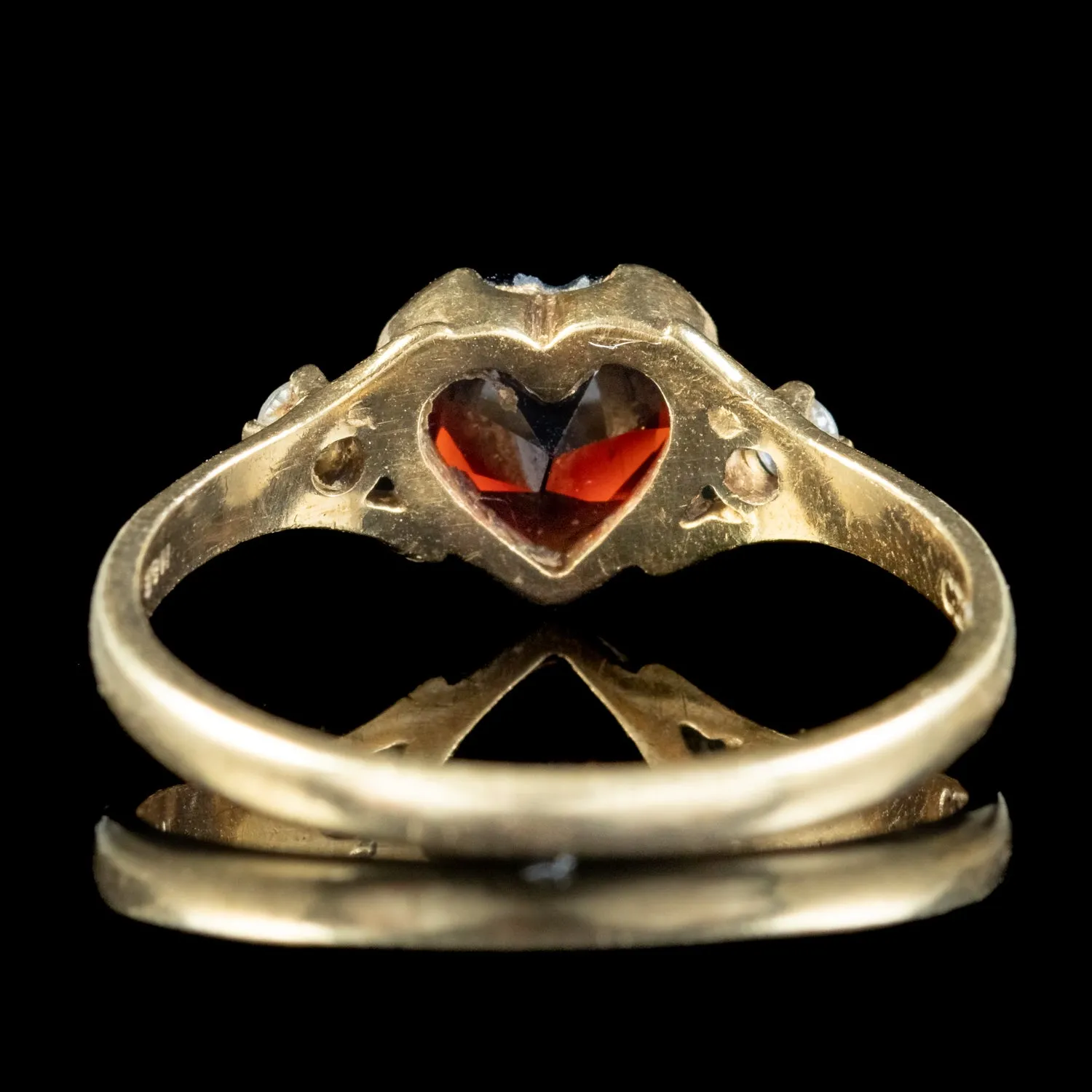 Vintage Garnet Heart Trilogy Ring Dated 1987