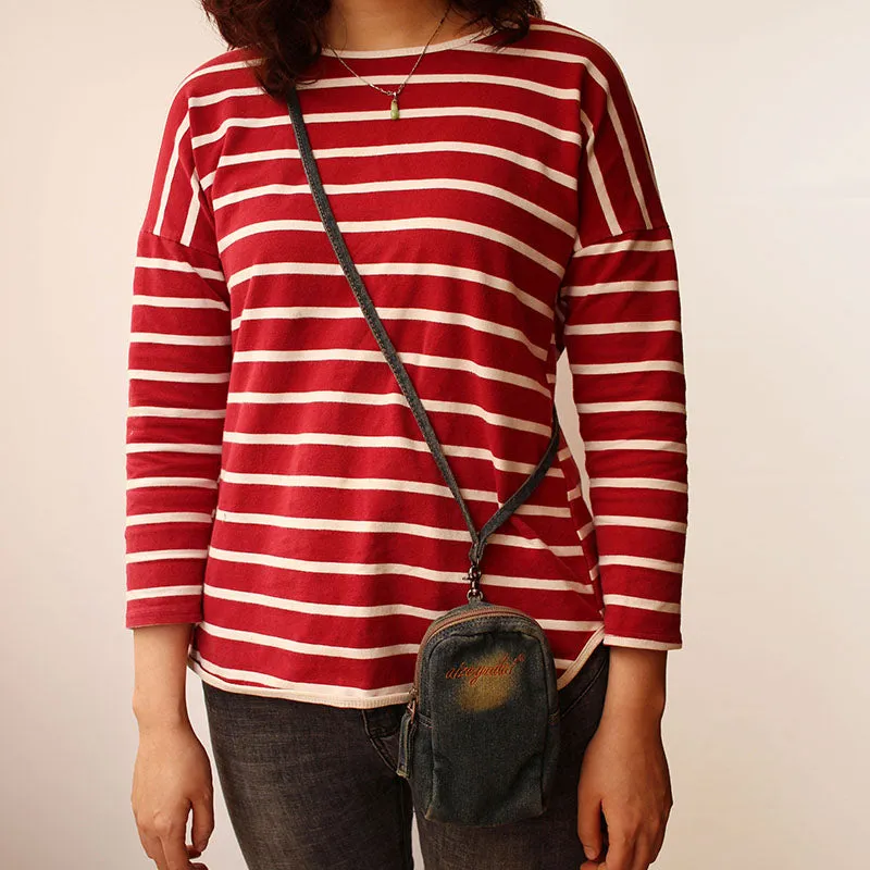 Vintage Womens Denim Mini Pouch with Wristlet Denim Small Phone Bag Purse for Women