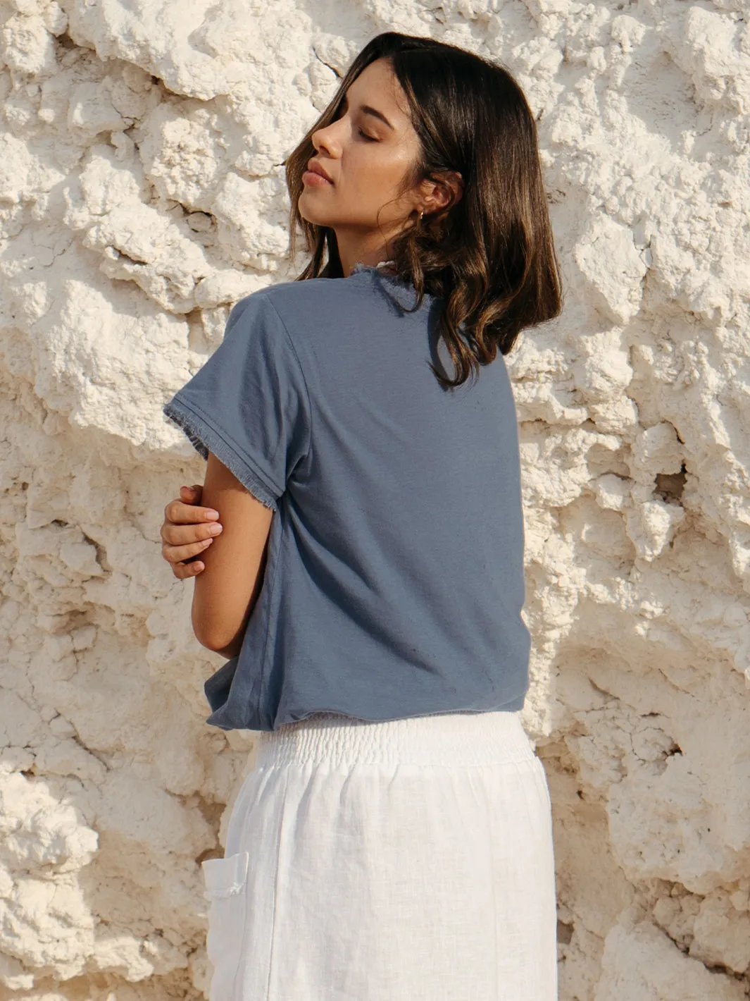 Vivre Linen and Cotton Blouse Azure