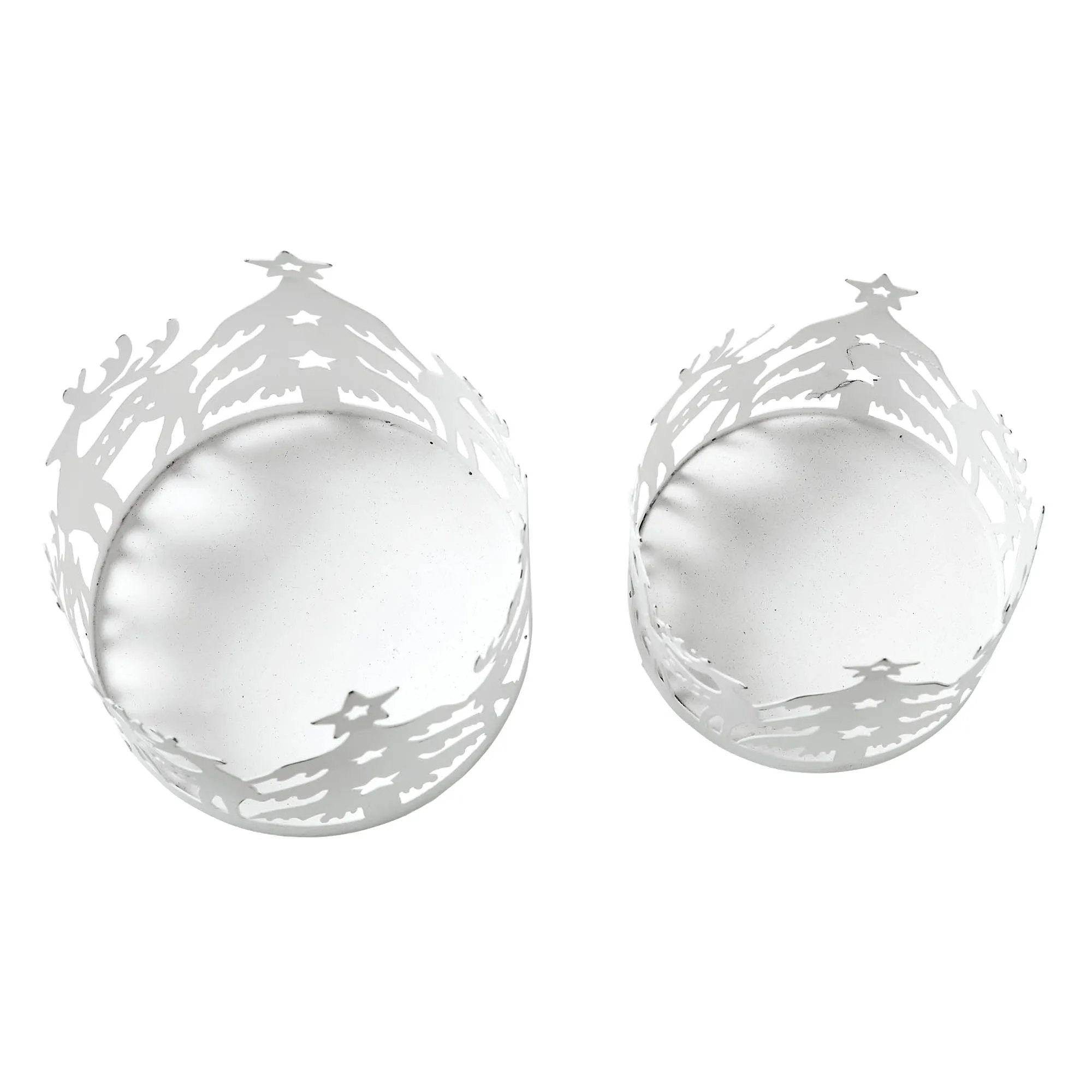 Votive Candle Holder Reindeer Antique White Set of 2
