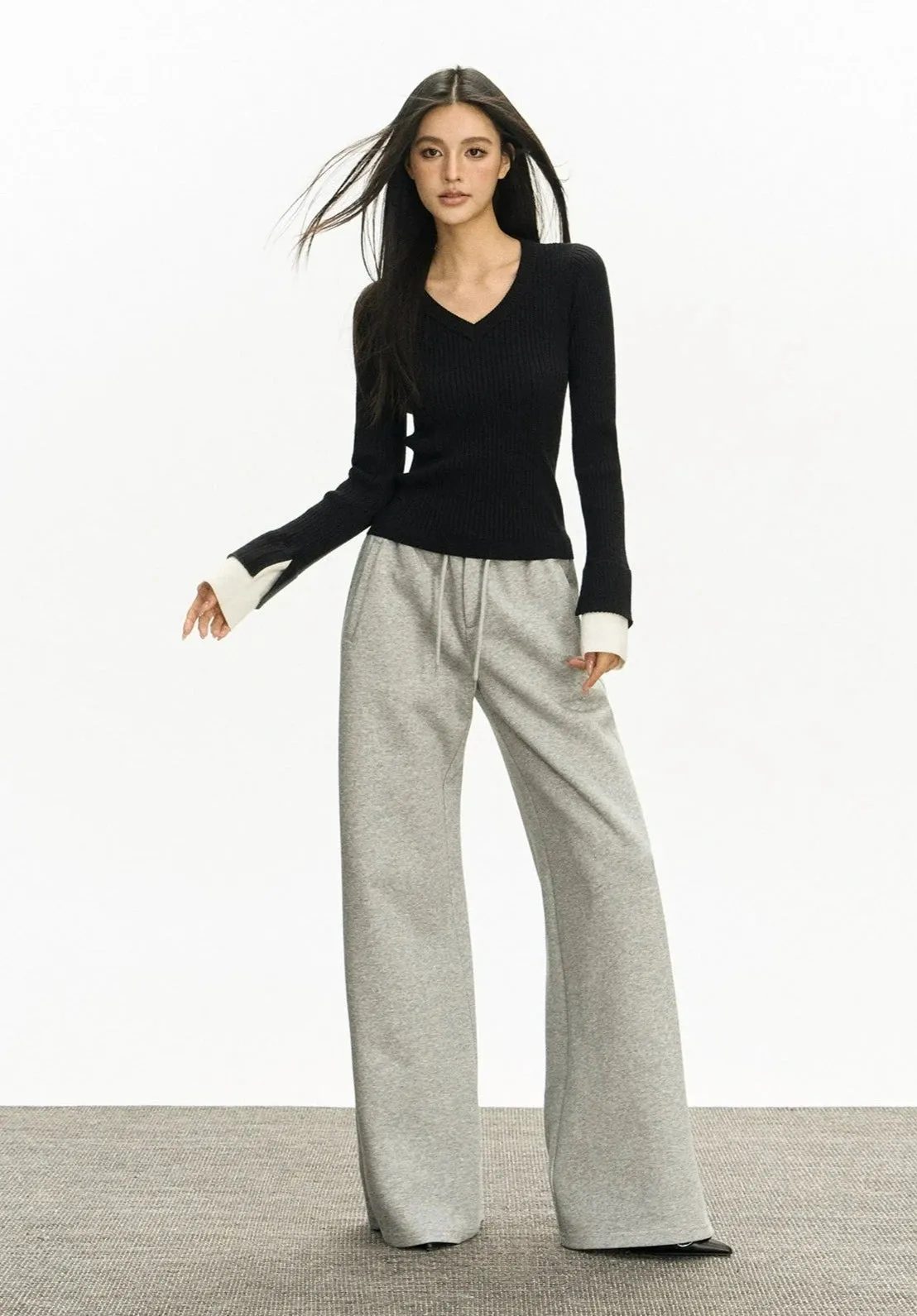 Wide-Leg Semi-Flare Sweatpant Joggers