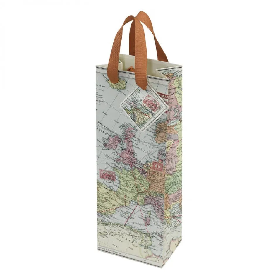 Wild & Wolf Bottle Gift Bag Europe Map