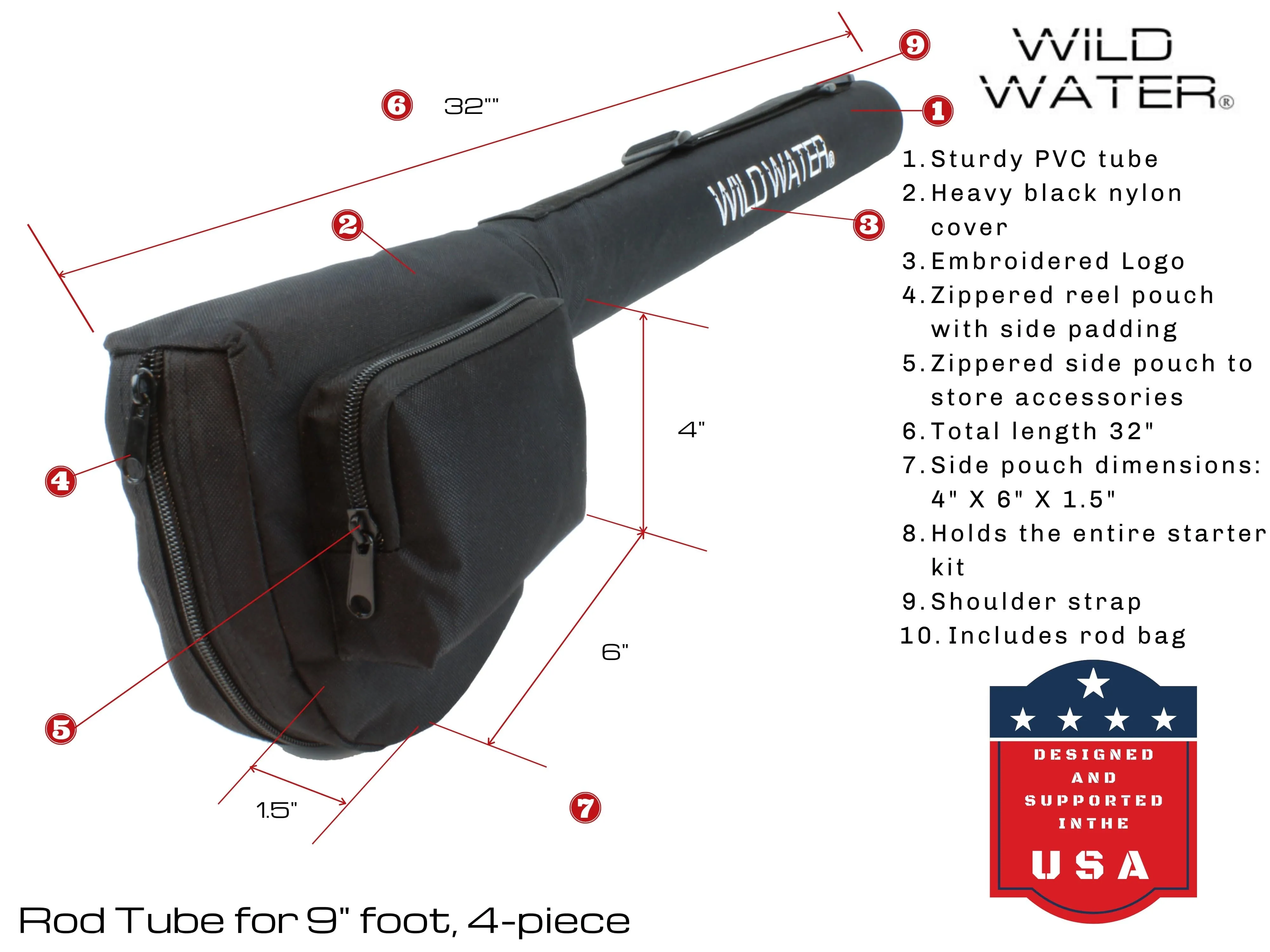 Wild Water Fly Fishing Kit, 9ft 9/10 Weight Rod and Reel Package