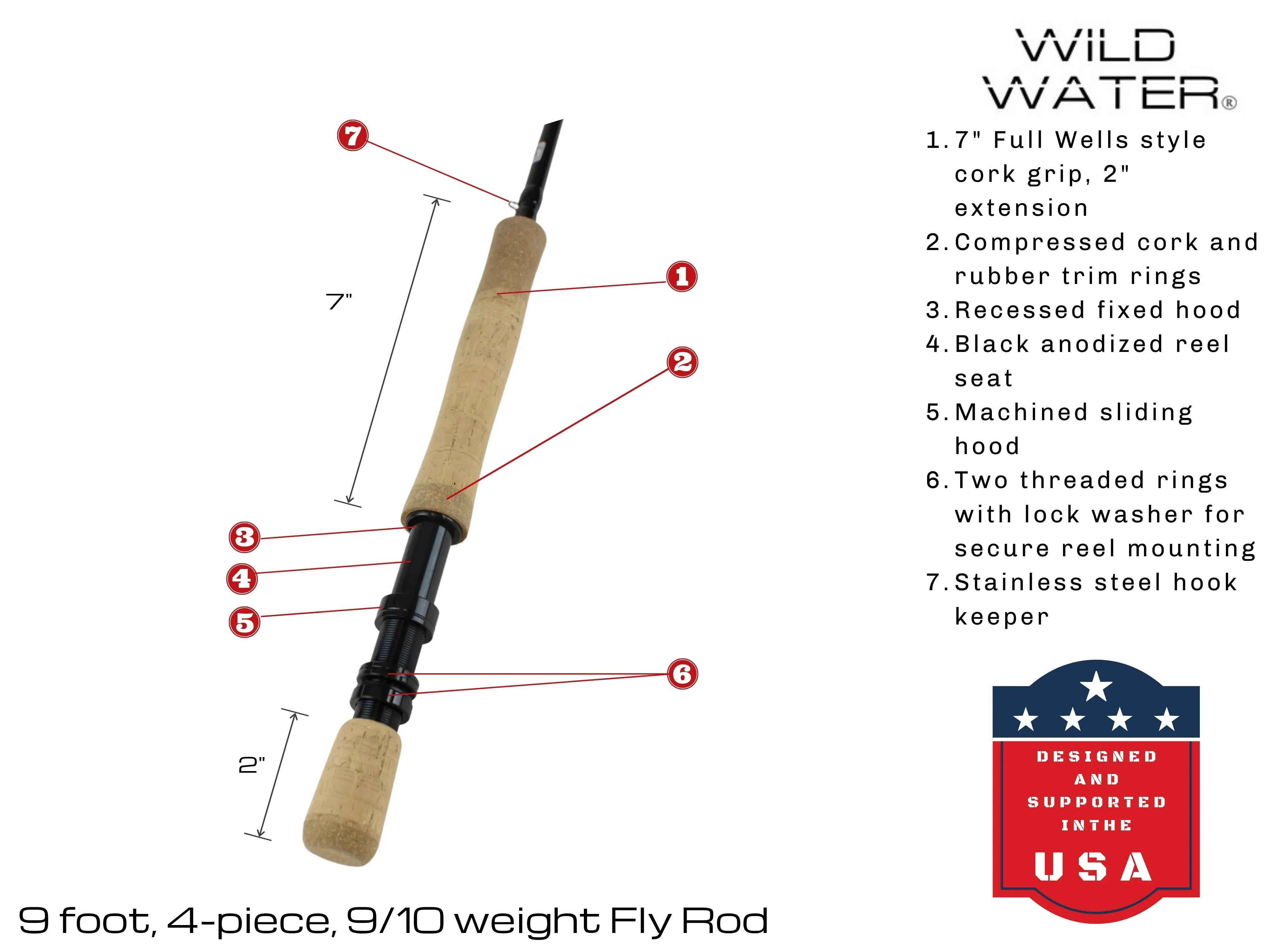 Wild Water Fly Fishing Kit, 9ft 9/10 Weight Rod and Reel Package