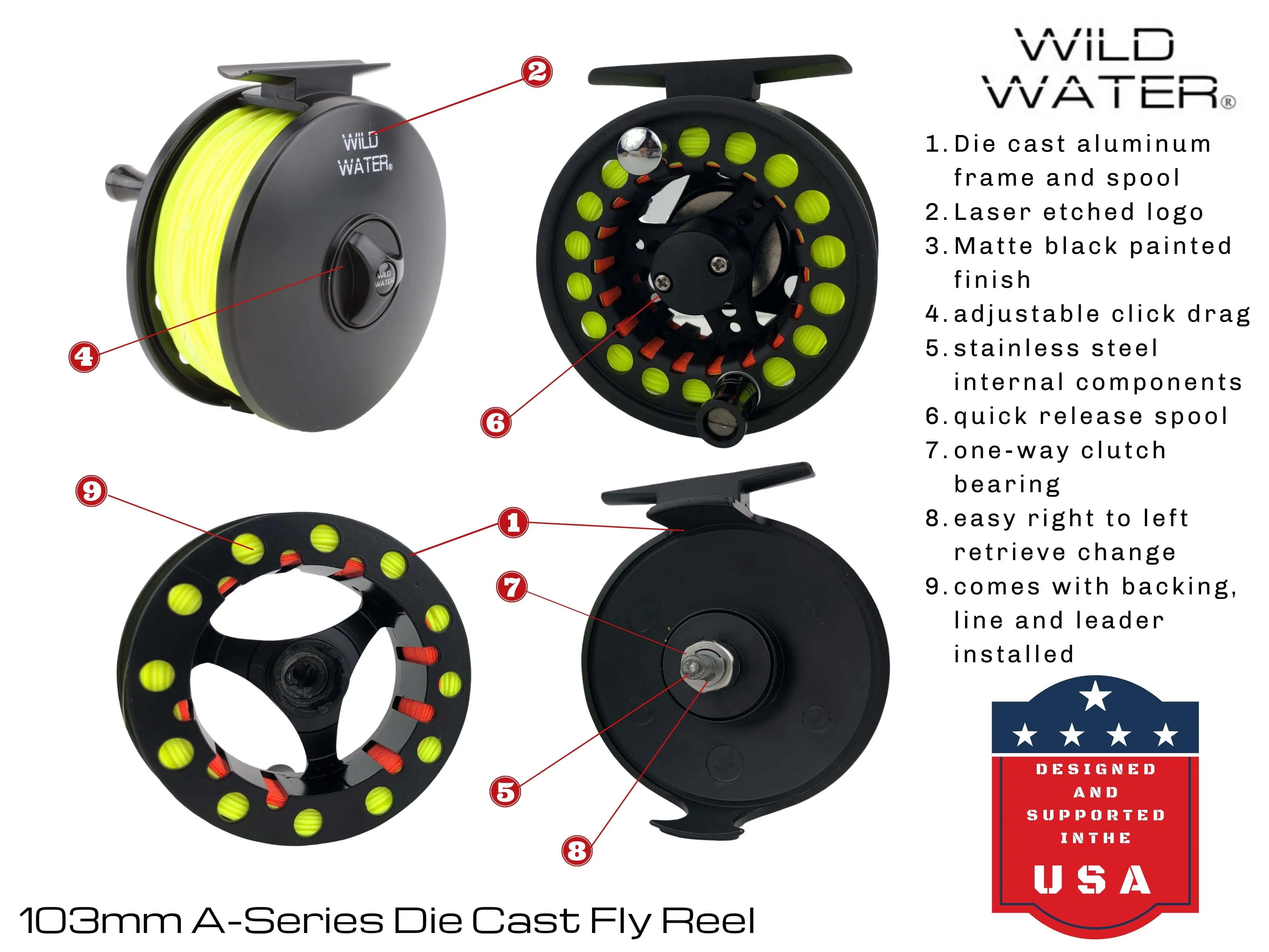Wild Water Fly Fishing Kit, 9ft 9/10 Weight Rod and Reel Package