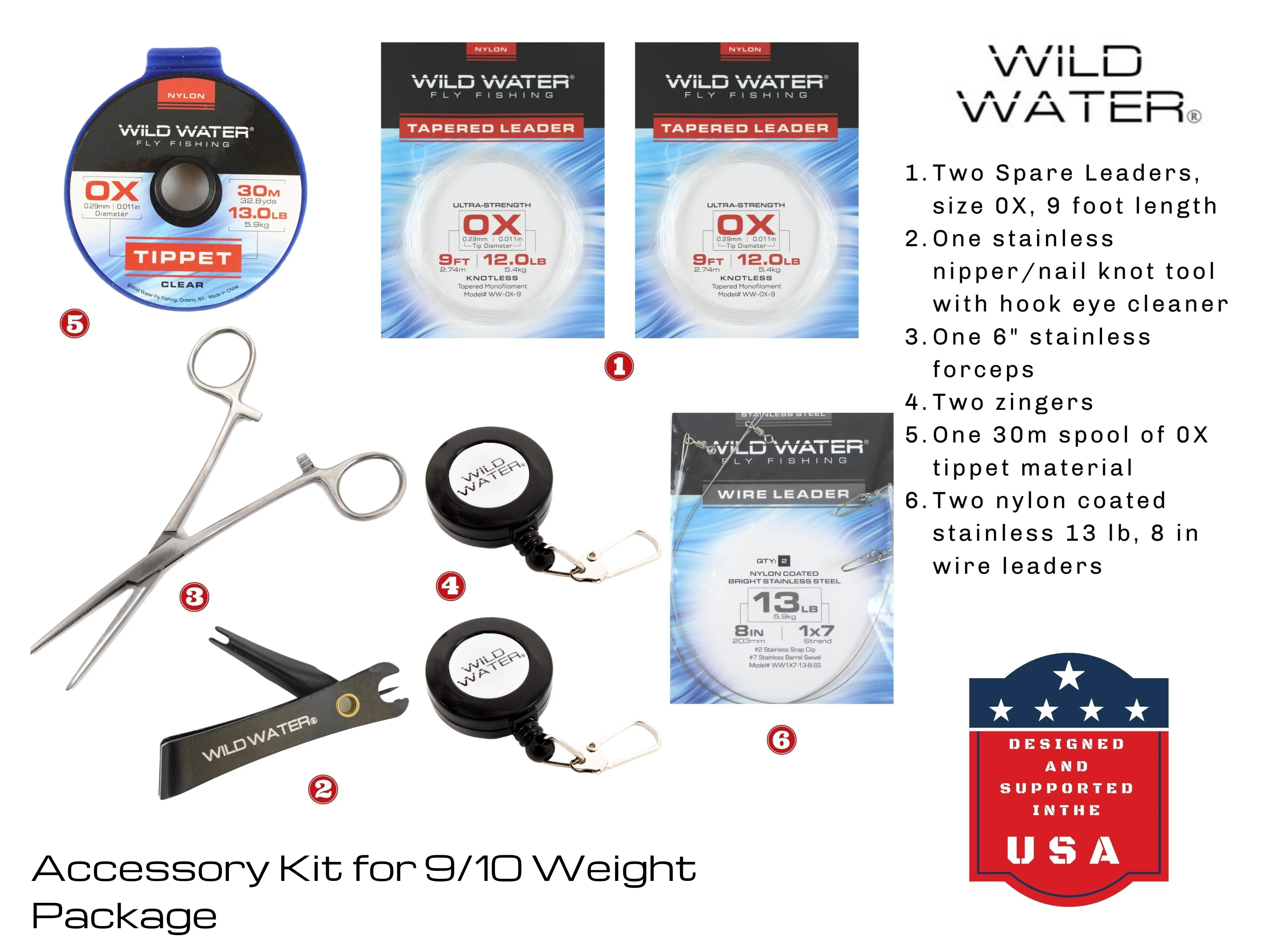Wild Water Fly Fishing Kit, 9ft 9/10 Weight Rod and Reel Package