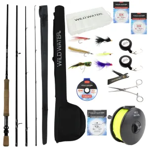 Wild Water Fly Fishing Kit, 9ft 9/10 Weight Rod and Reel Package