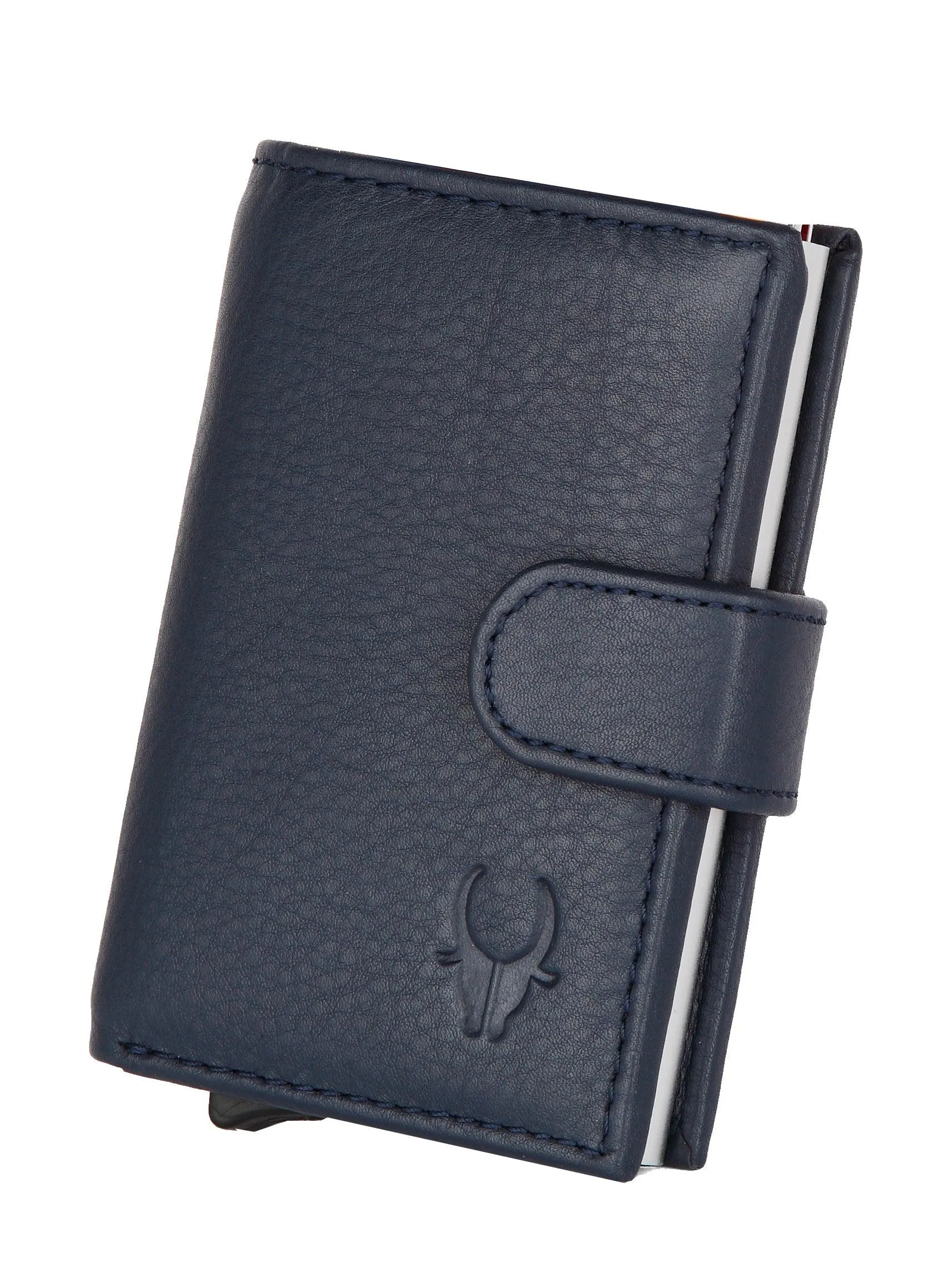 WildHorn® RFID Protected Unisex Genuine Leather Card Holder (Blue)