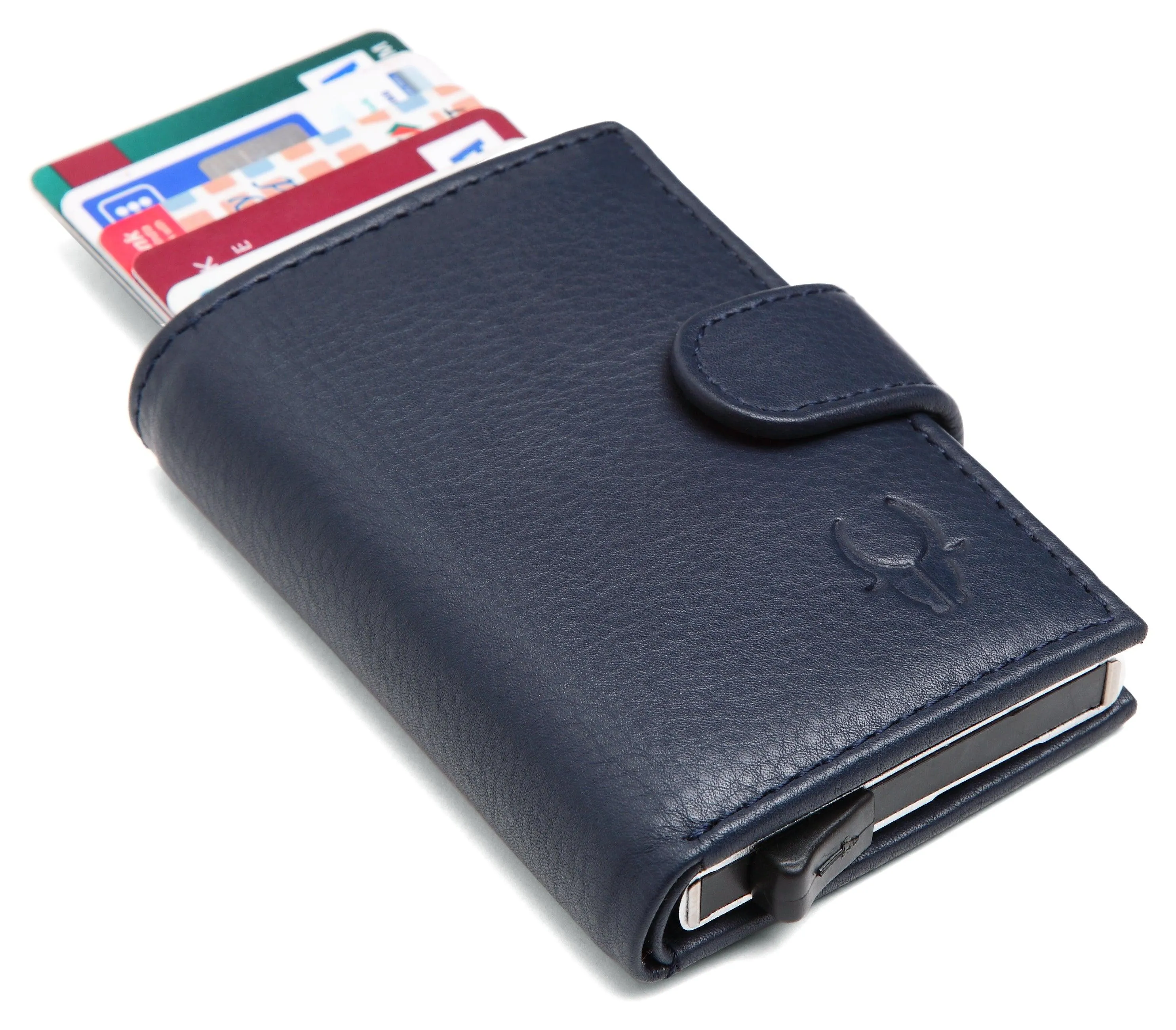 WildHorn® RFID Protected Unisex Genuine Leather Card Holder (Blue)