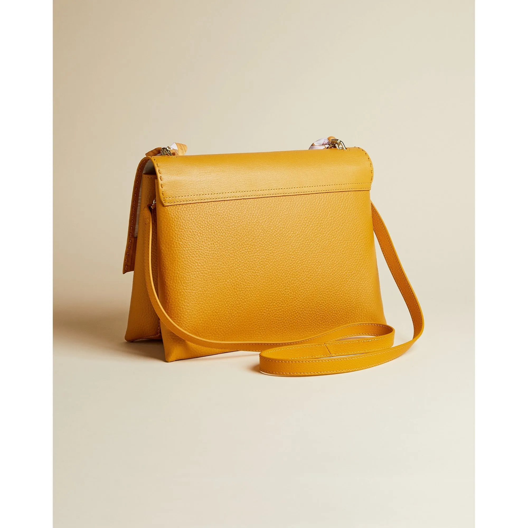 Women Evangli-Scarf Chain Bar Detail Shoulder Bag - Yellow