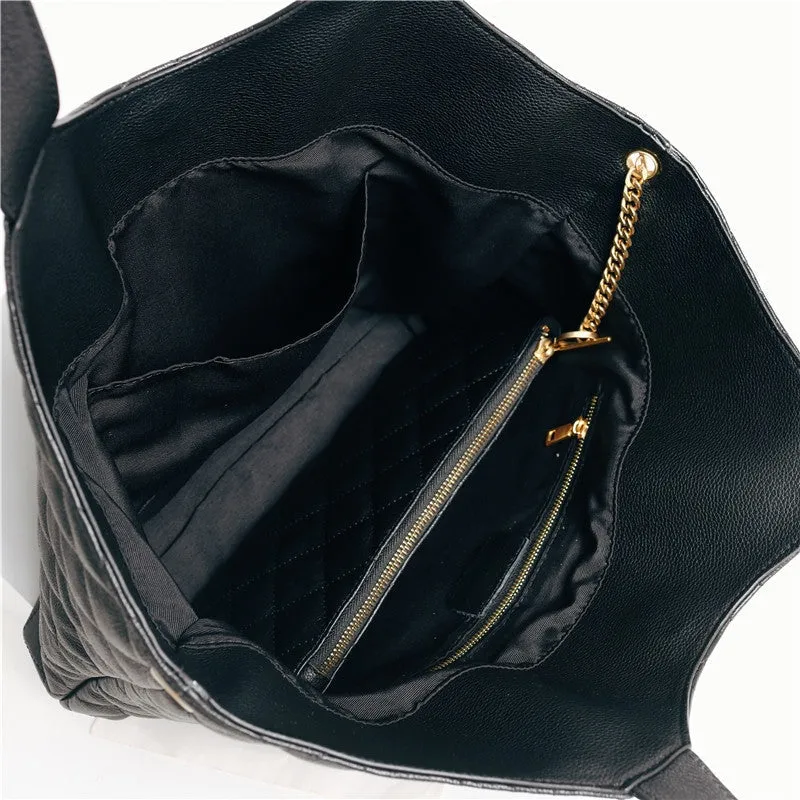 Womens Large Quilted Leather Tote Bag