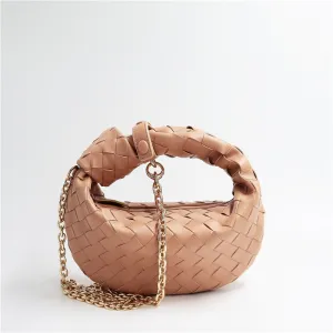 Womens Mini Woven Leather Knot Bags