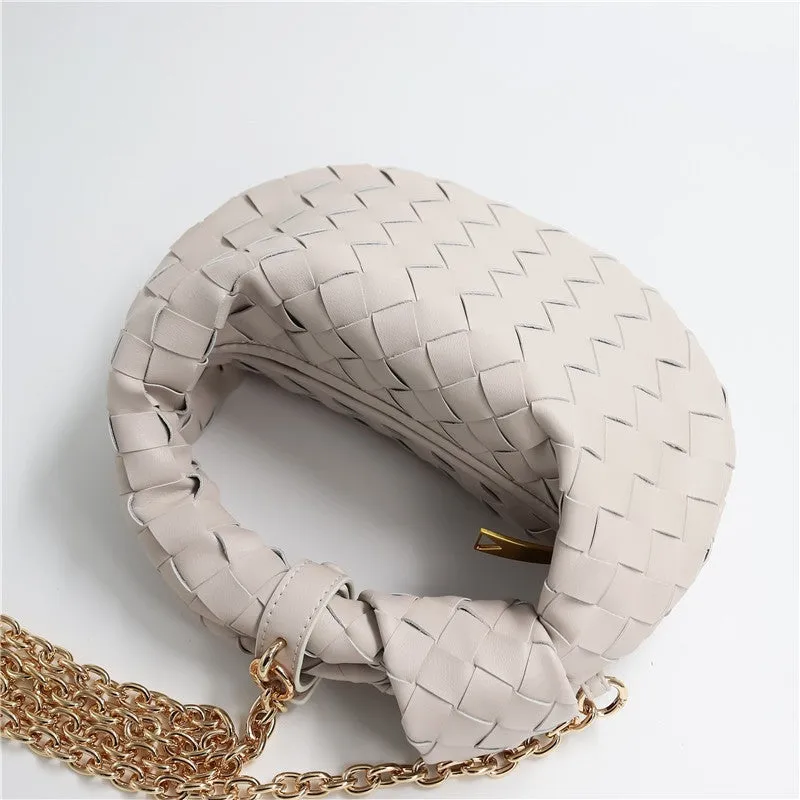 Womens Mini Woven Leather Knot Bags