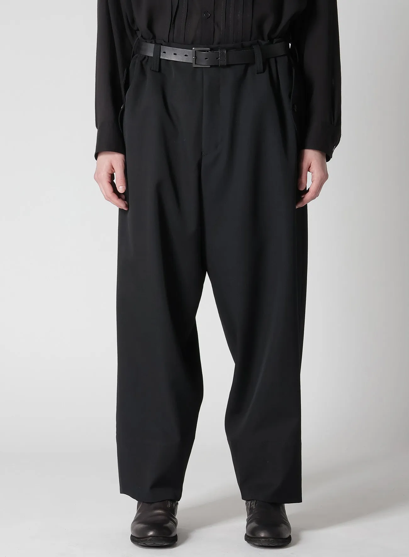 WOOL GABARDINE HEM FACING PANTS